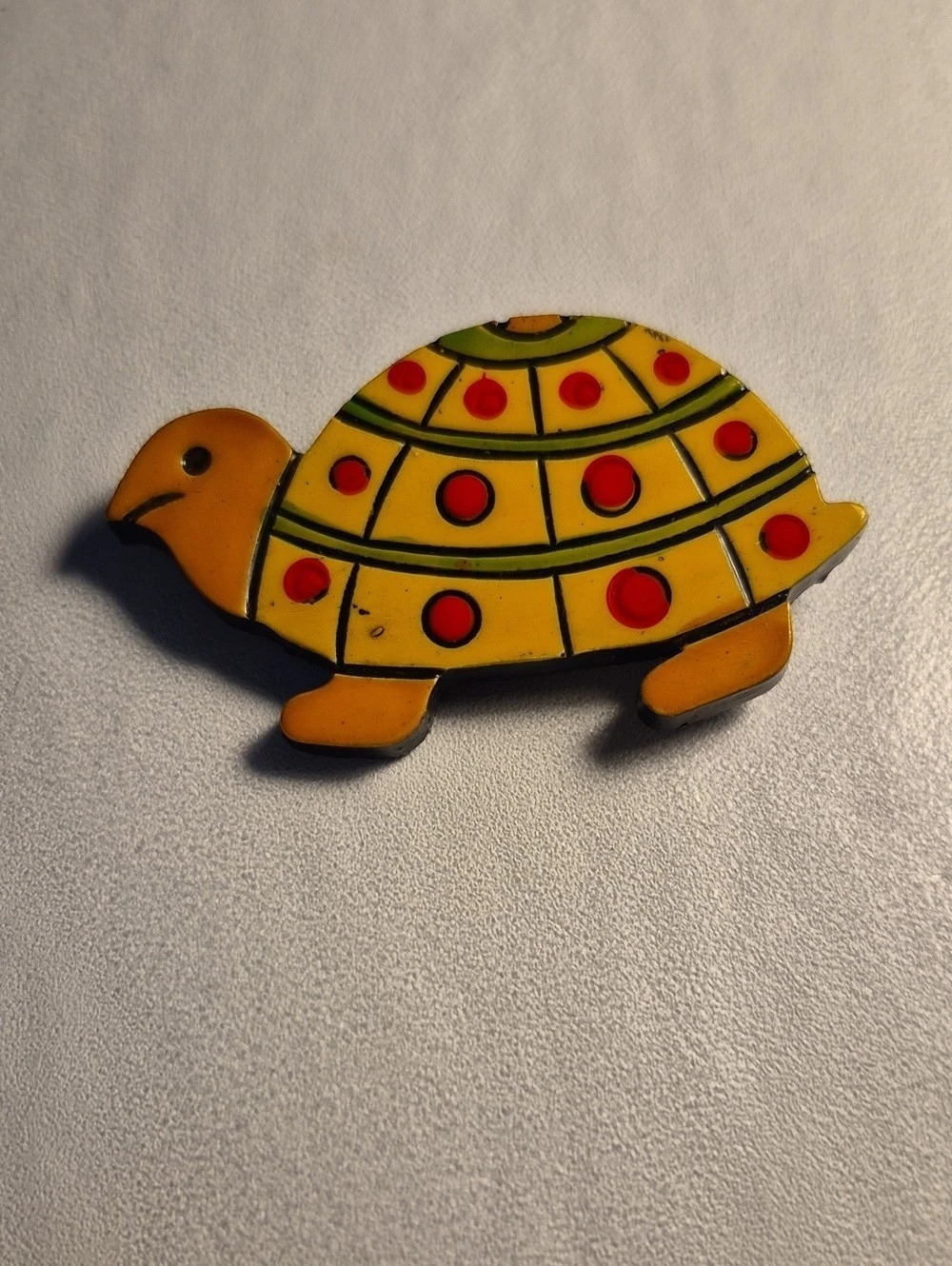 Vintage Turtle Brooch in Yellow & Black Made Un Germany